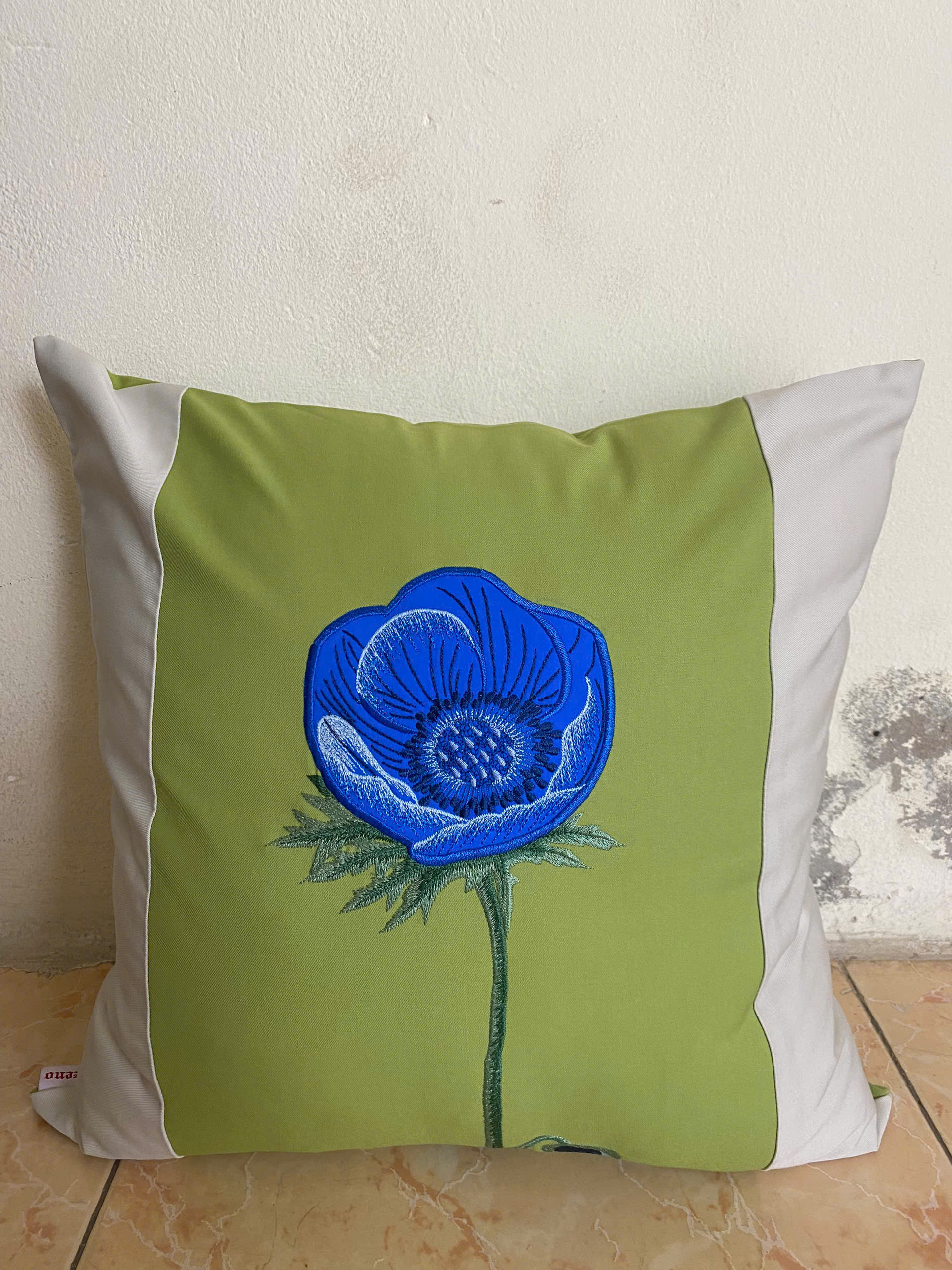 Gối sofa phối mầu - Xanh cốm hoa xanh